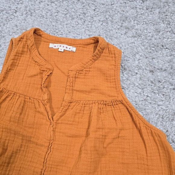 Xirena Top Womens Small Orange‎ Sleeveless Gauze Y Neck Cotton Flowy - Picture 3 of 11